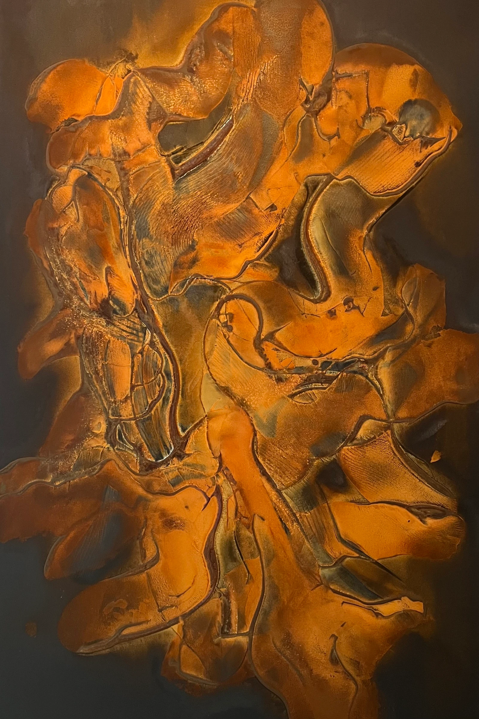 Rusty Flower — Rost auf Leinwand, 70 × 105 cm