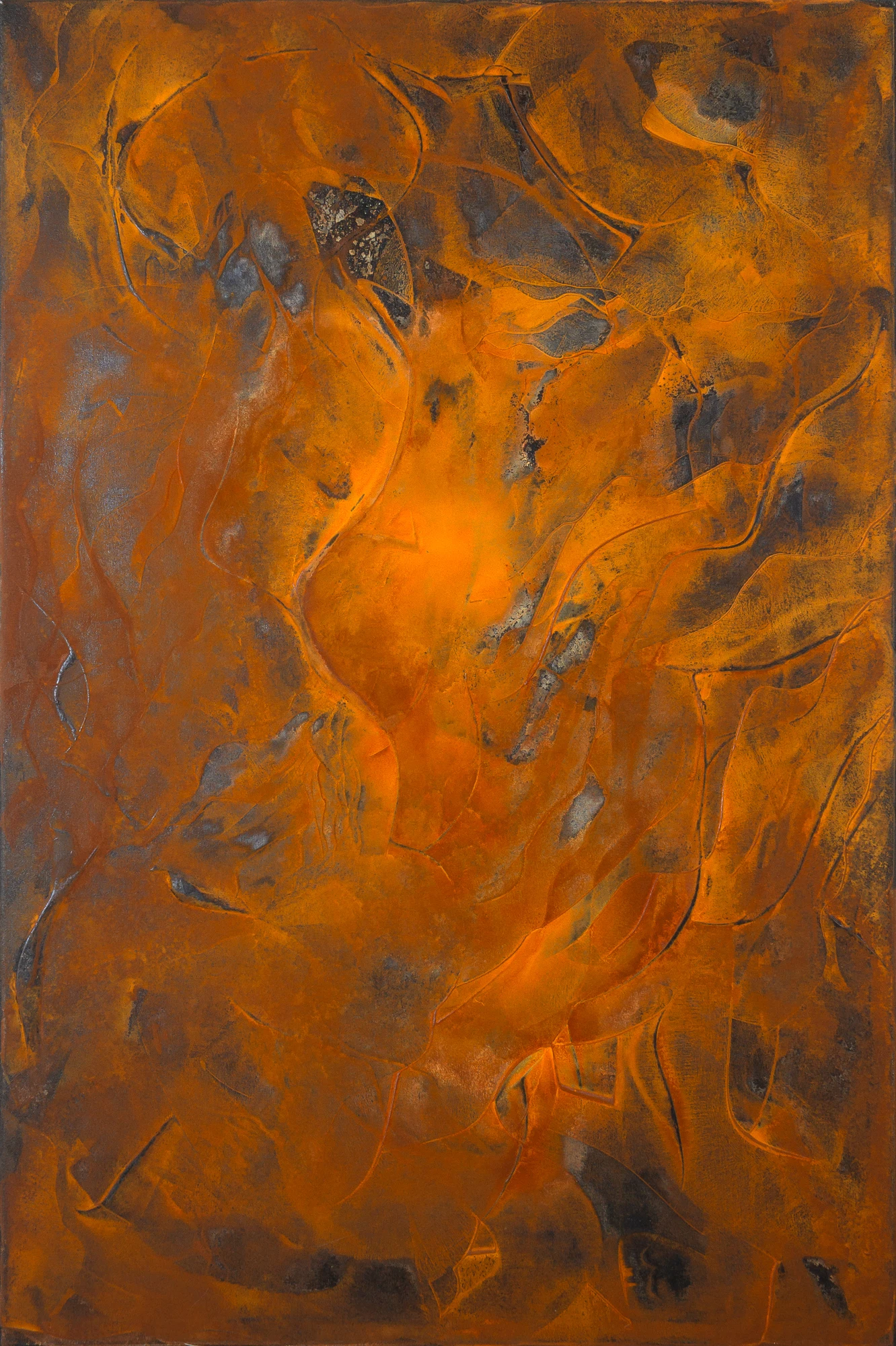 Weiblich — Rost auf Leinwand, 80 × 120 cm