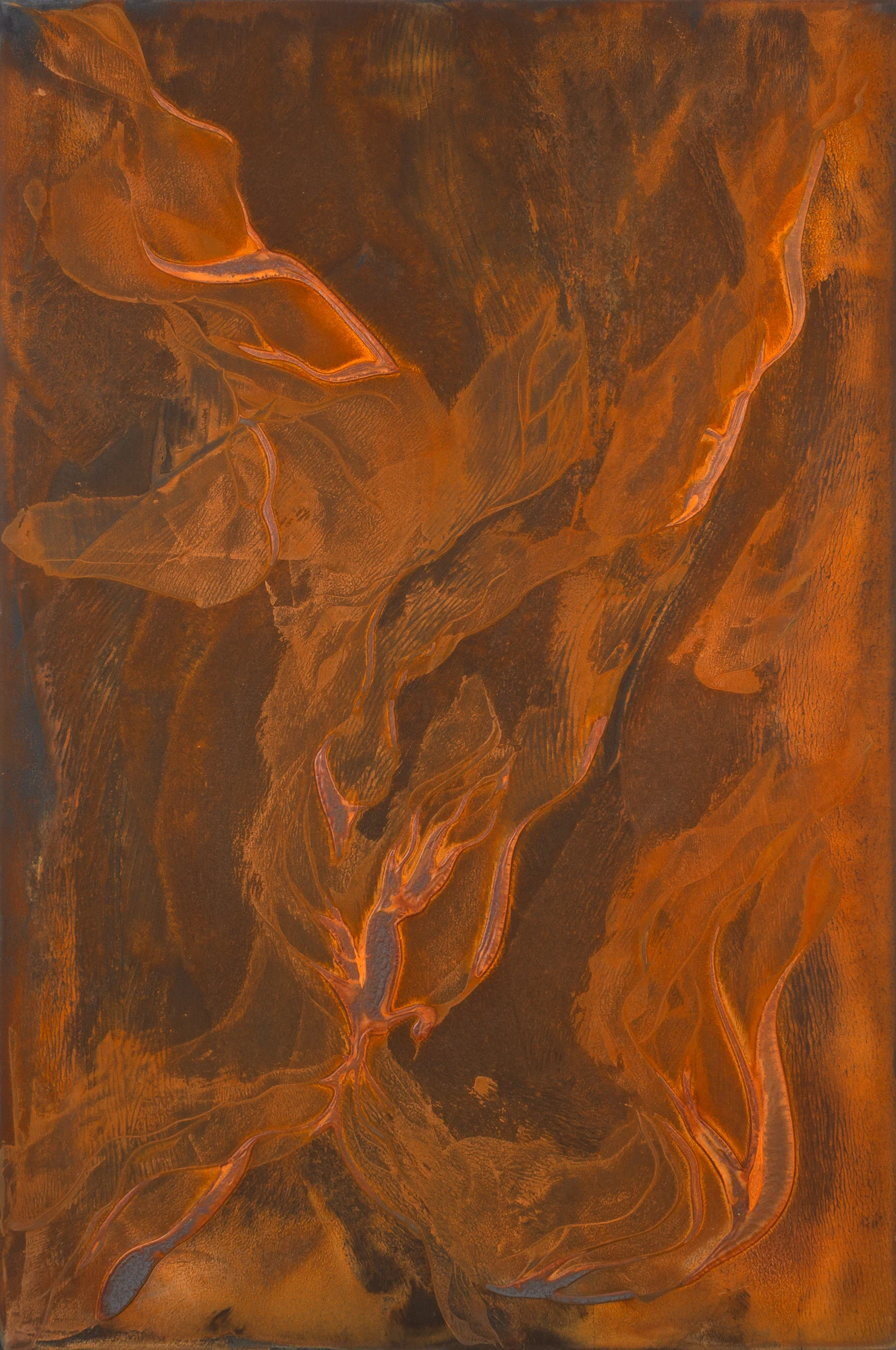 Wildlife II — Rost auf Leinwand, 70 × 105 cm